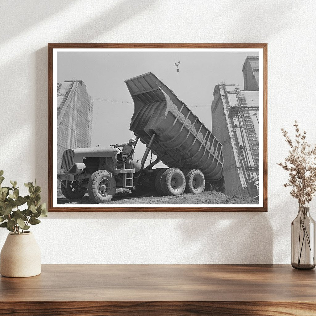 Shasta Dam dump truck vintage photo June 1942