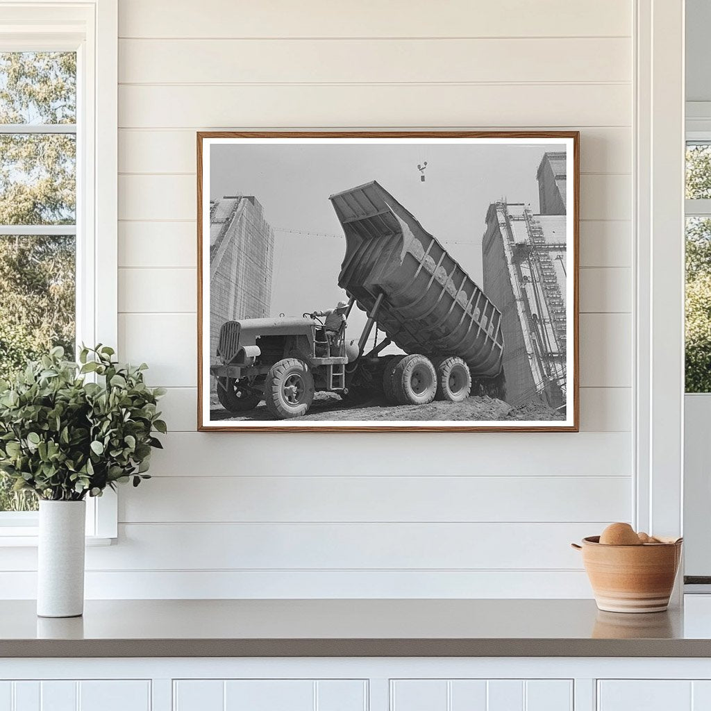 Shasta Dam dump truck vintage photo June 1942