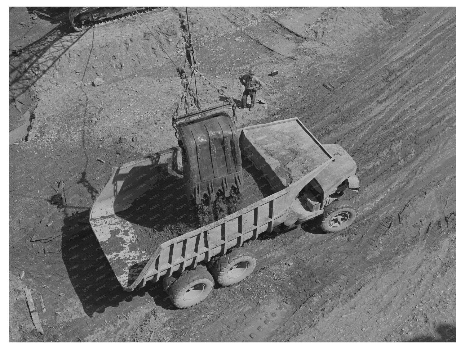 Shasta Dam Construction June 1942 Steam Shovel and Truck
