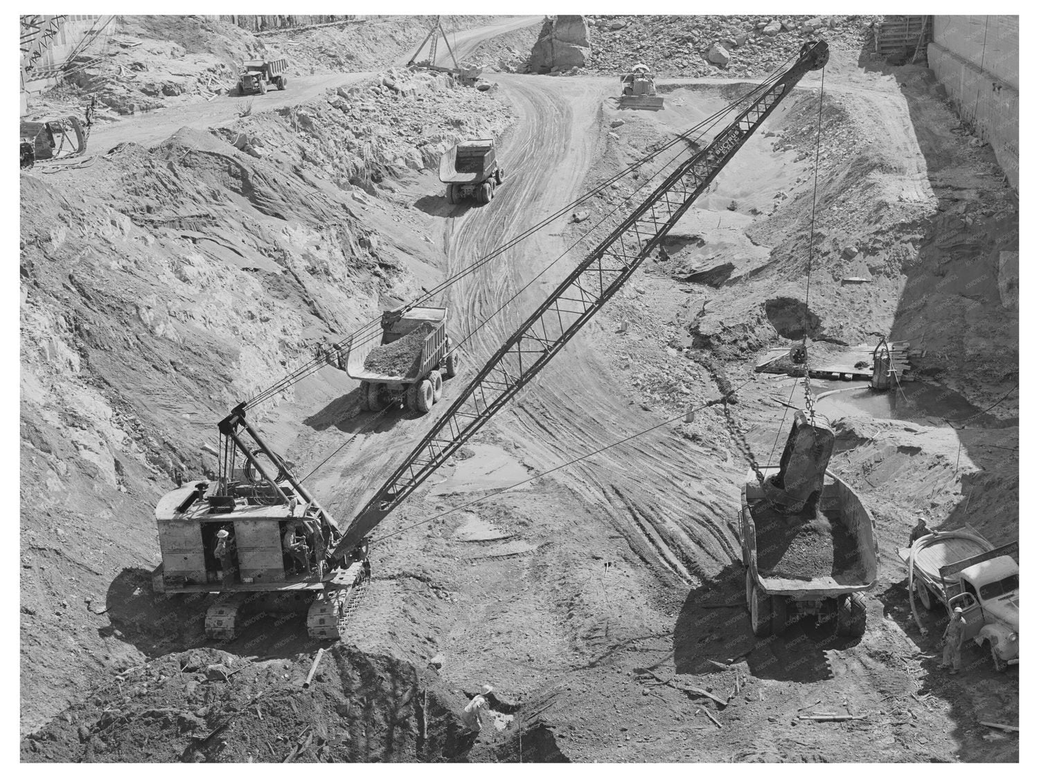 Shasta Dam Construction June 1942 with Heavy Machinery