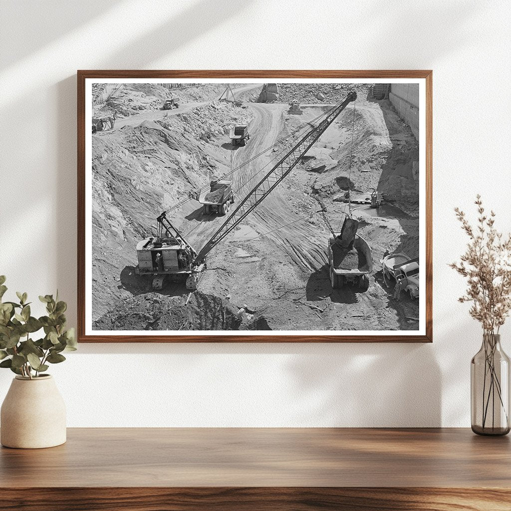 Shasta Dam Construction June 1942 with Heavy Machinery