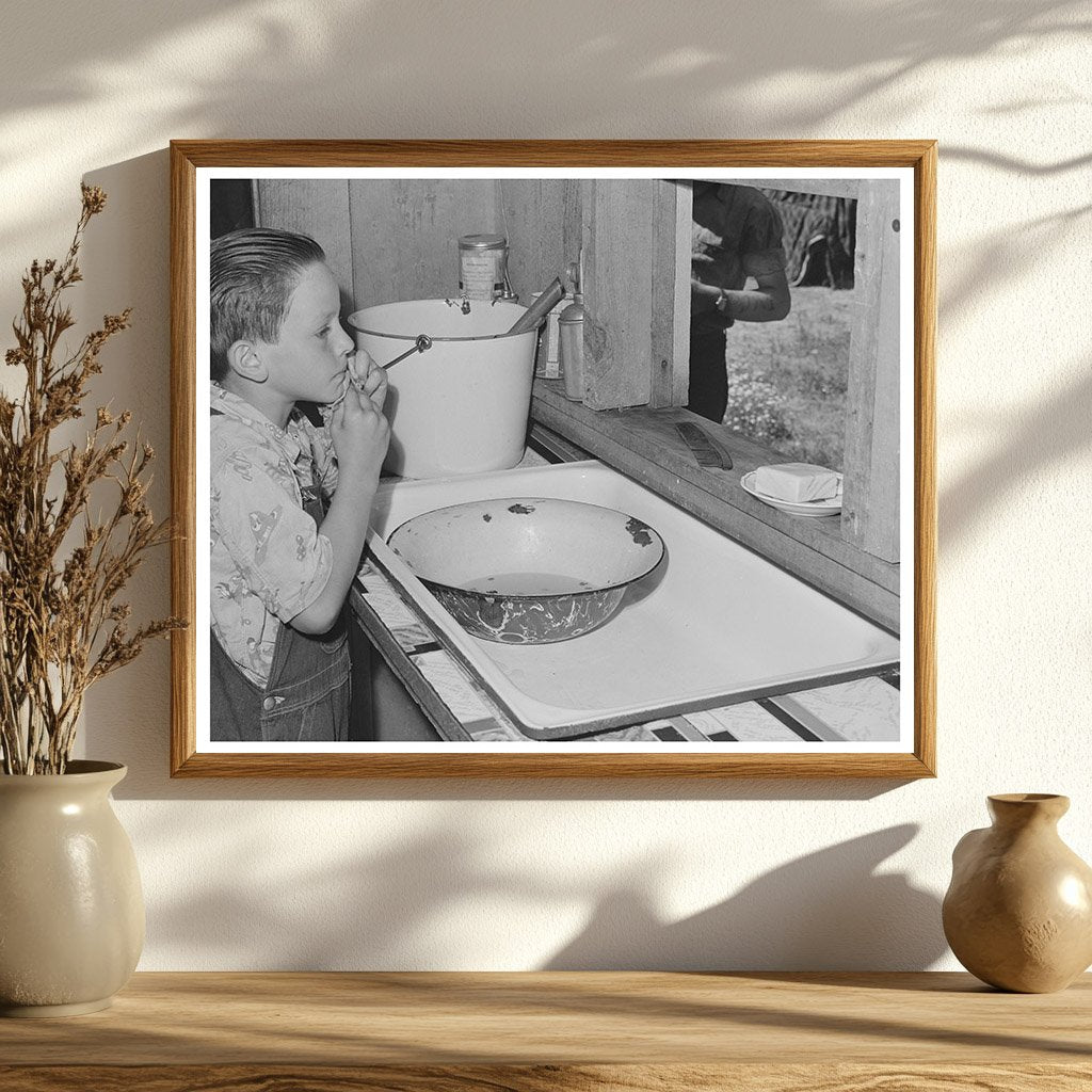 Young Boy at Farm Security Administration Home Ola Idaho 1942