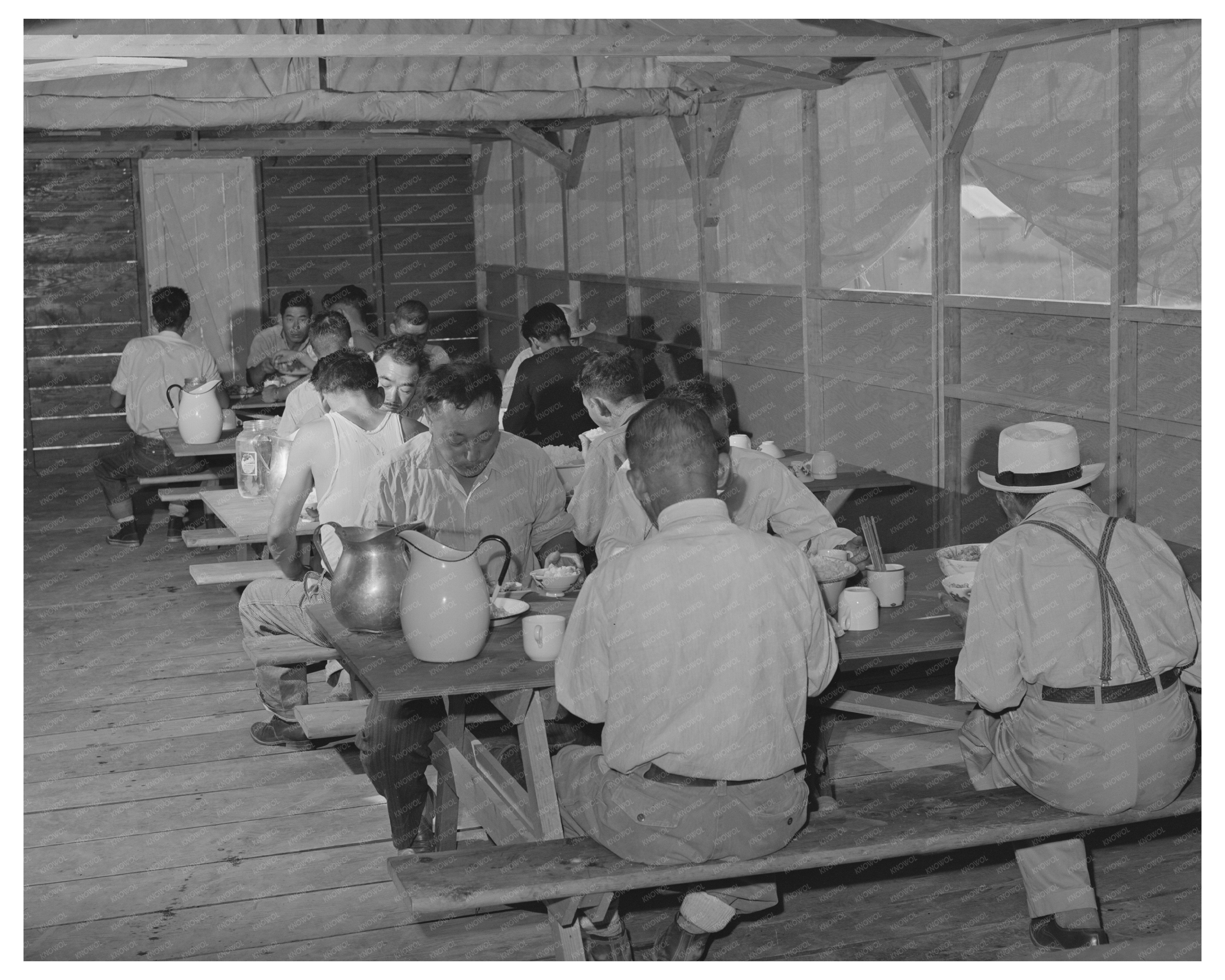 1942 Mobile Camp Dining Scene in Shelley Idaho