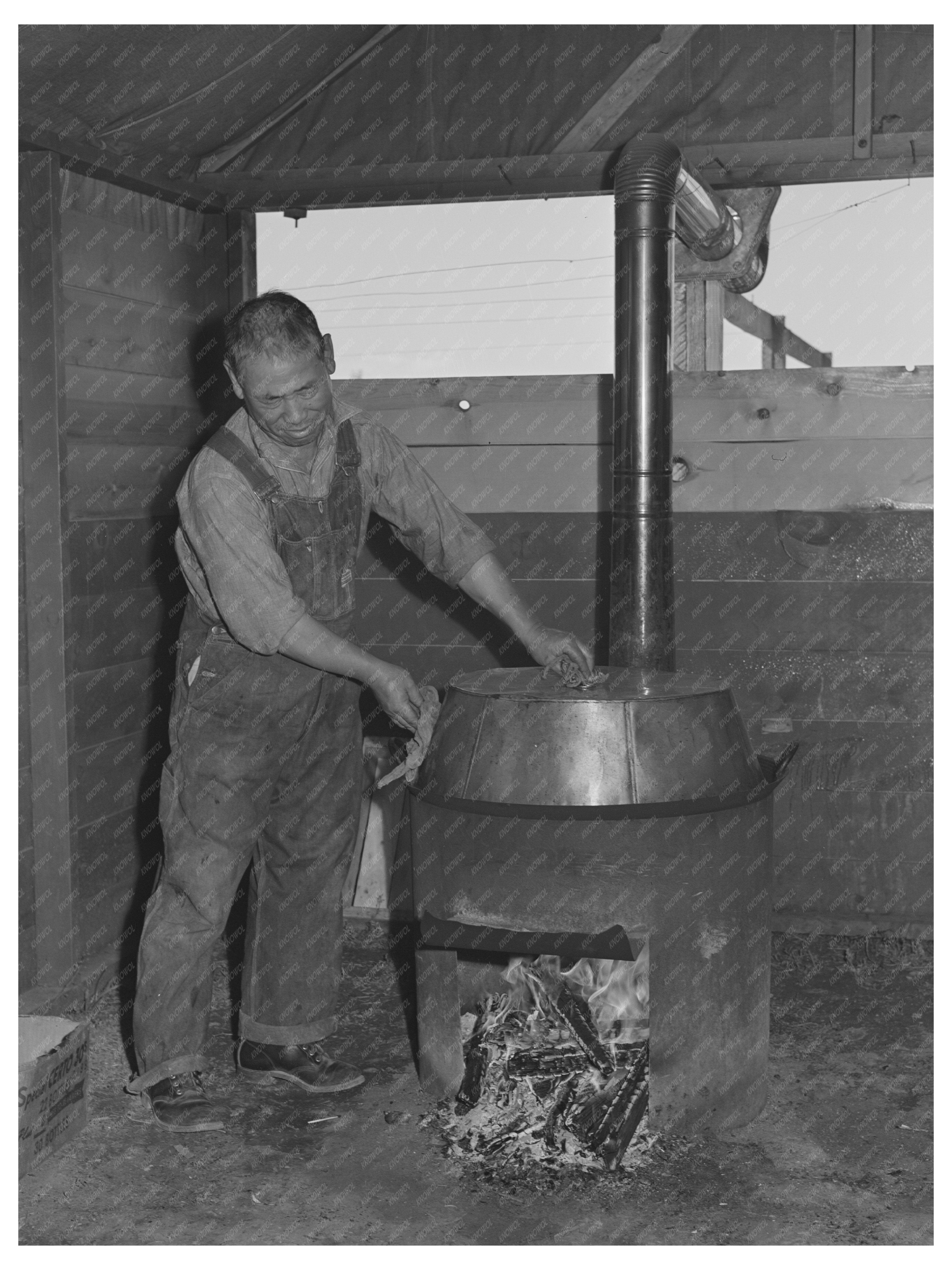 Mobile Camp Cooking Rice for Japanese Residents 1942