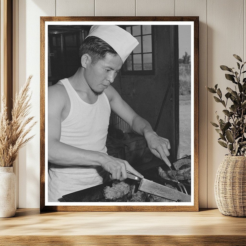 Chef Carving Meat in CCC Camp Mess Hall July 1942