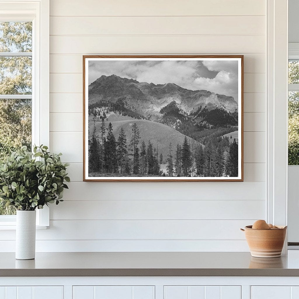 Vintage 1942 Big Wood River Mountains Idaho Landscape Photo