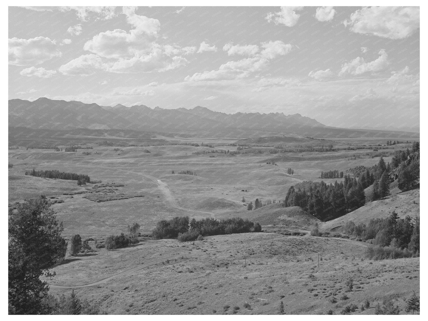 Salmon River Valley Idaho with Sawtooth Mountains 1942