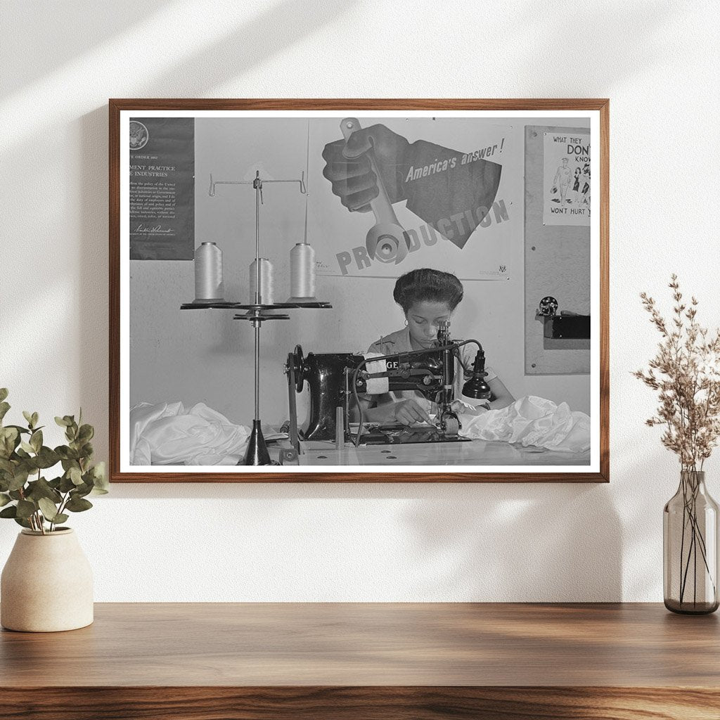 Hemming Pilot Parachute on Sewing Machine April 1942