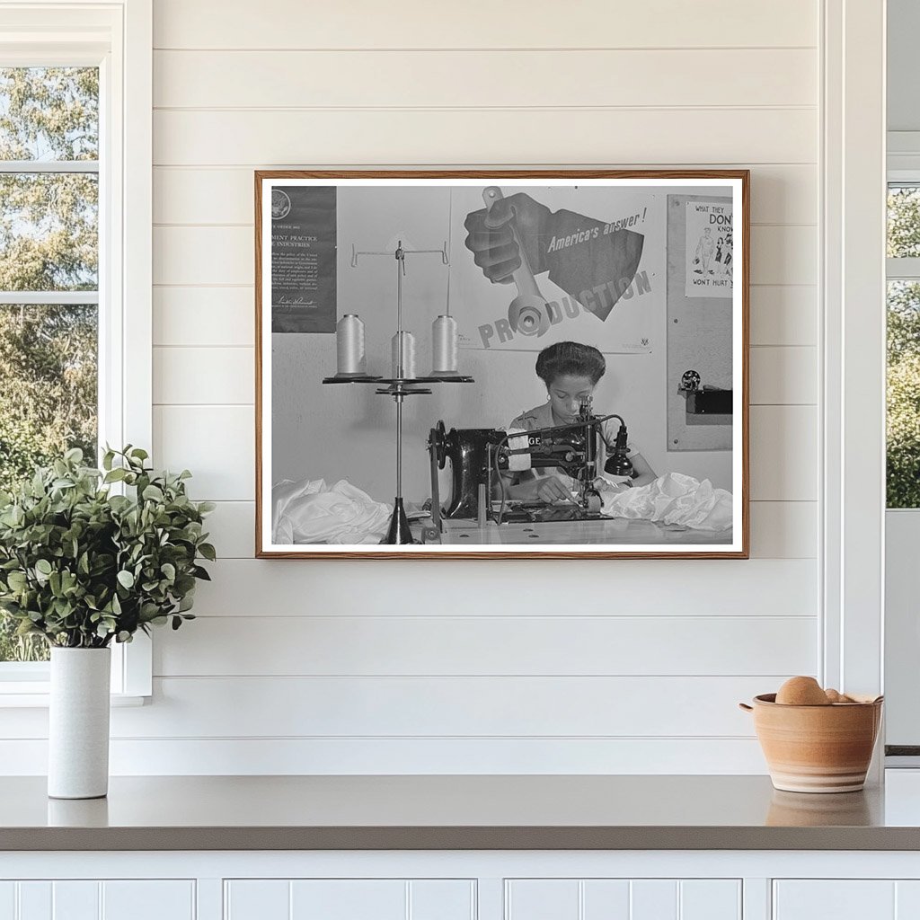 Hemming Pilot Parachute on Sewing Machine April 1942