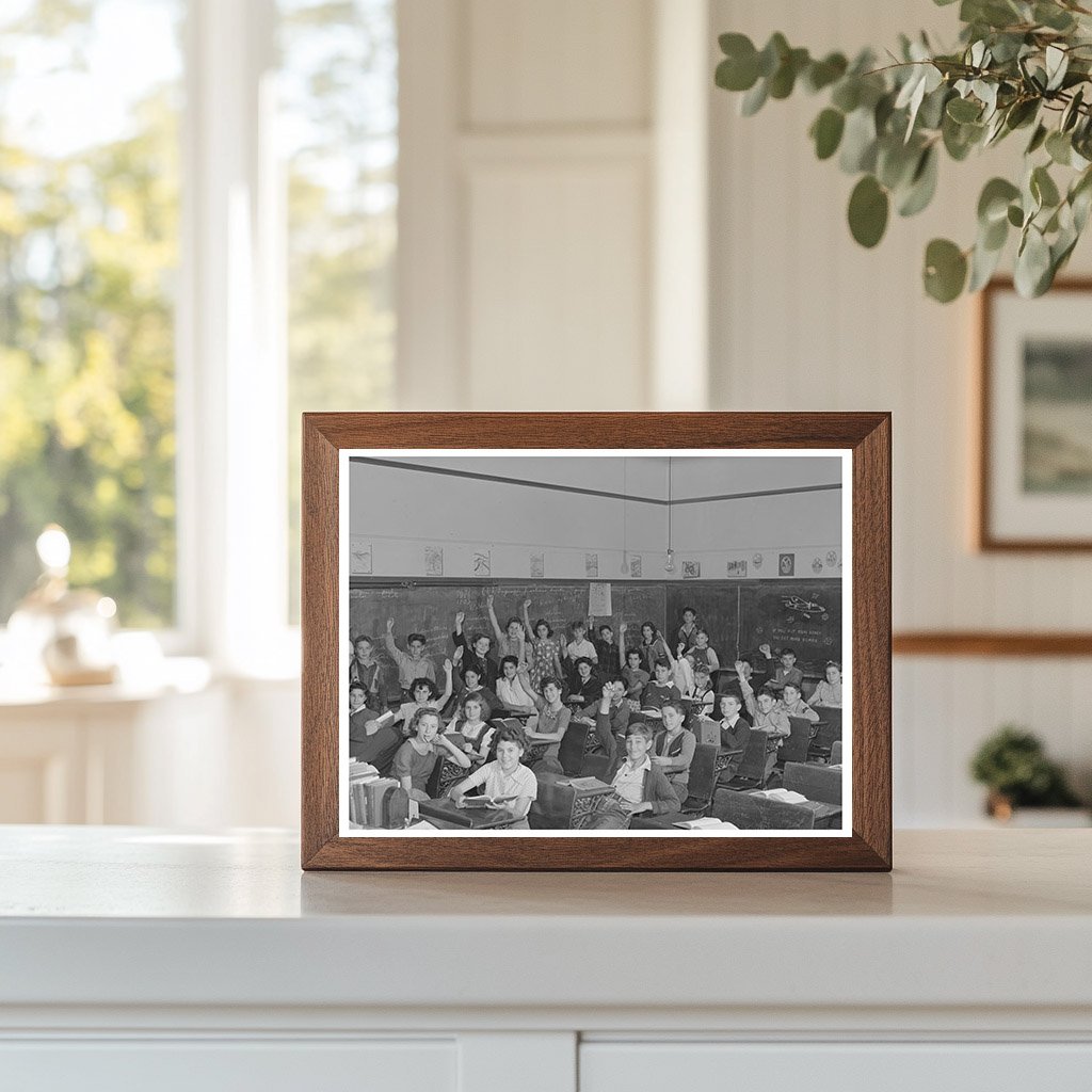 1942 Classroom in San Leandro California with Raising Hands