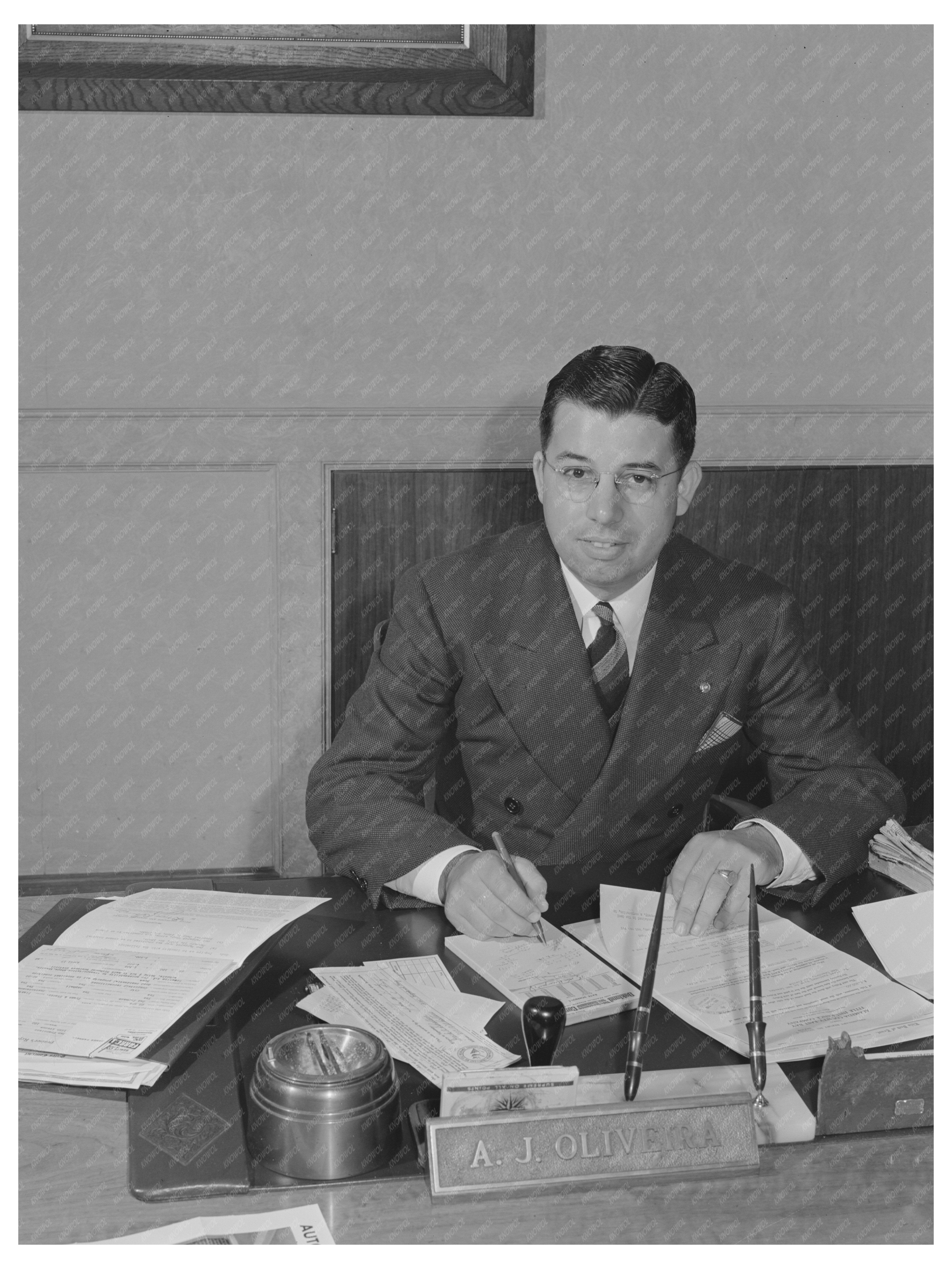 Vintage 1942 Photo of A.J. Oliveira Cashier in San Leandro