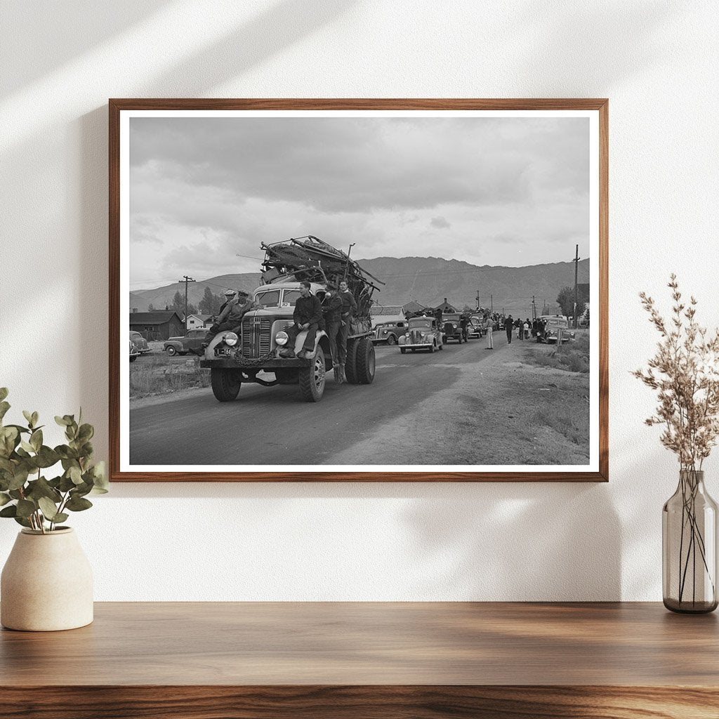 Trucks Loaded with Scrap Metal Butte Montana 1942