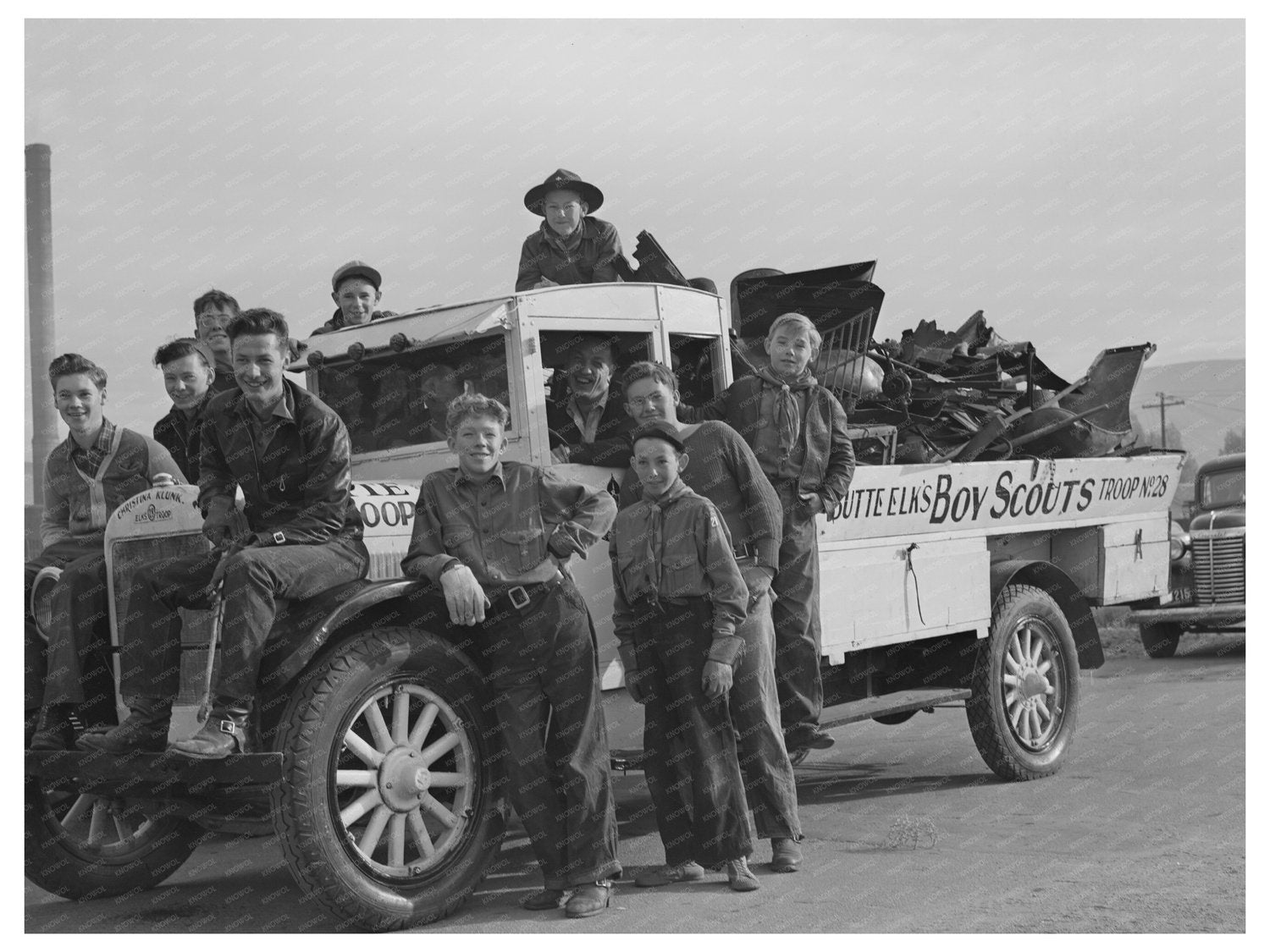 Boy Scouts Collecting Scrap in Butte Montana 1942