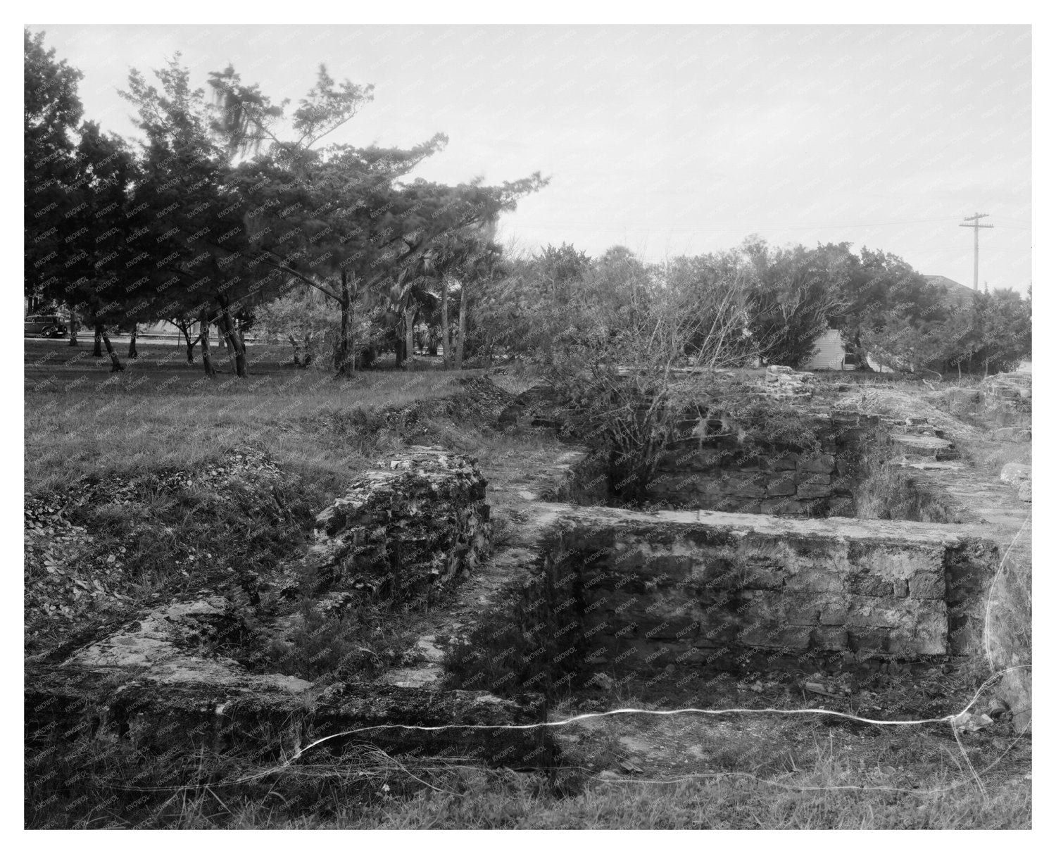Historic Stone Ruins in New Smyrna, Florida, 1953