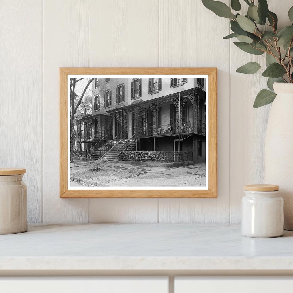 Vintage Twin Houses in Savannah, GA, 1850 Photo