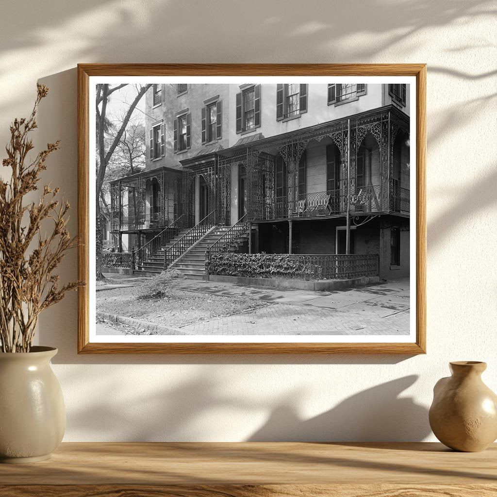 Vintage Twin Houses in Savannah, GA, 1850 Photo