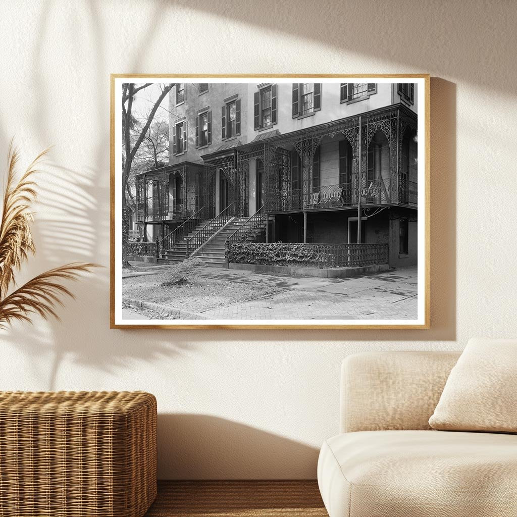 Vintage Twin Houses in Savannah, GA, 1850 Photo