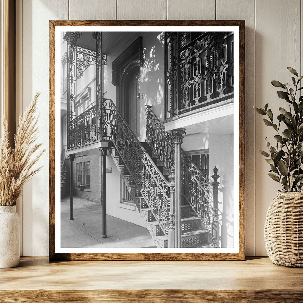 Savannah GA Ironwork Architecture Photo, 1870s