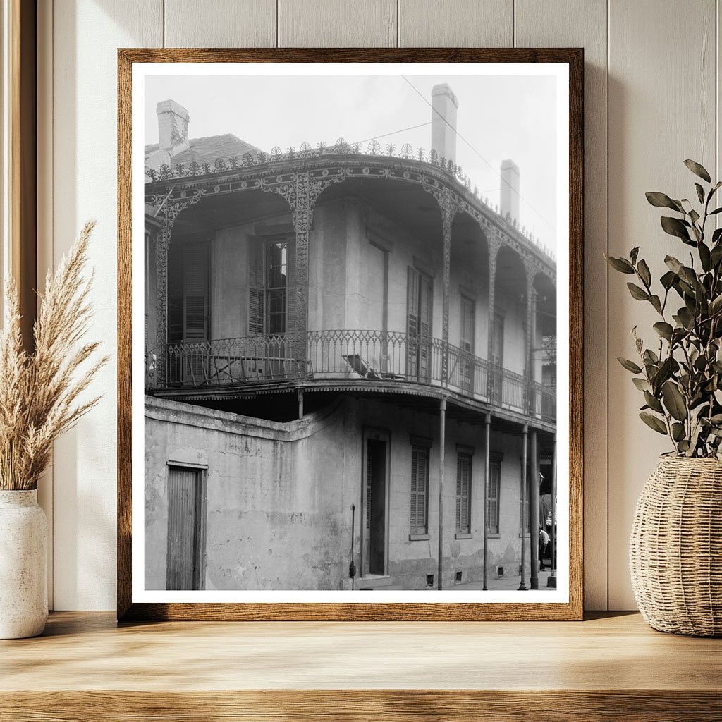 New Orleans Architecture 1953: Vintage Ironwork Photo