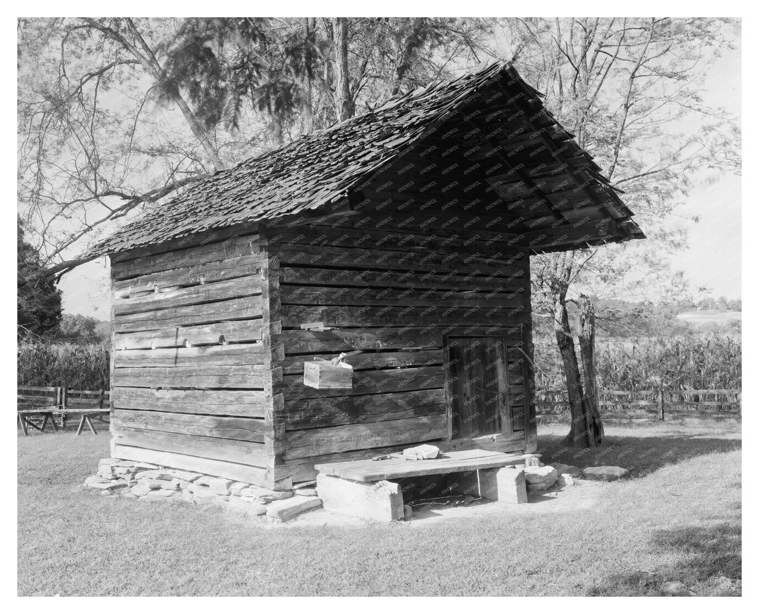 1829 Wooden Building in Morganton, NC - Historical Image