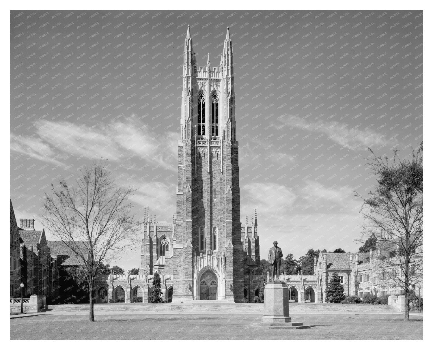 Durham NC University Campus Lawn Photo, 20th Century