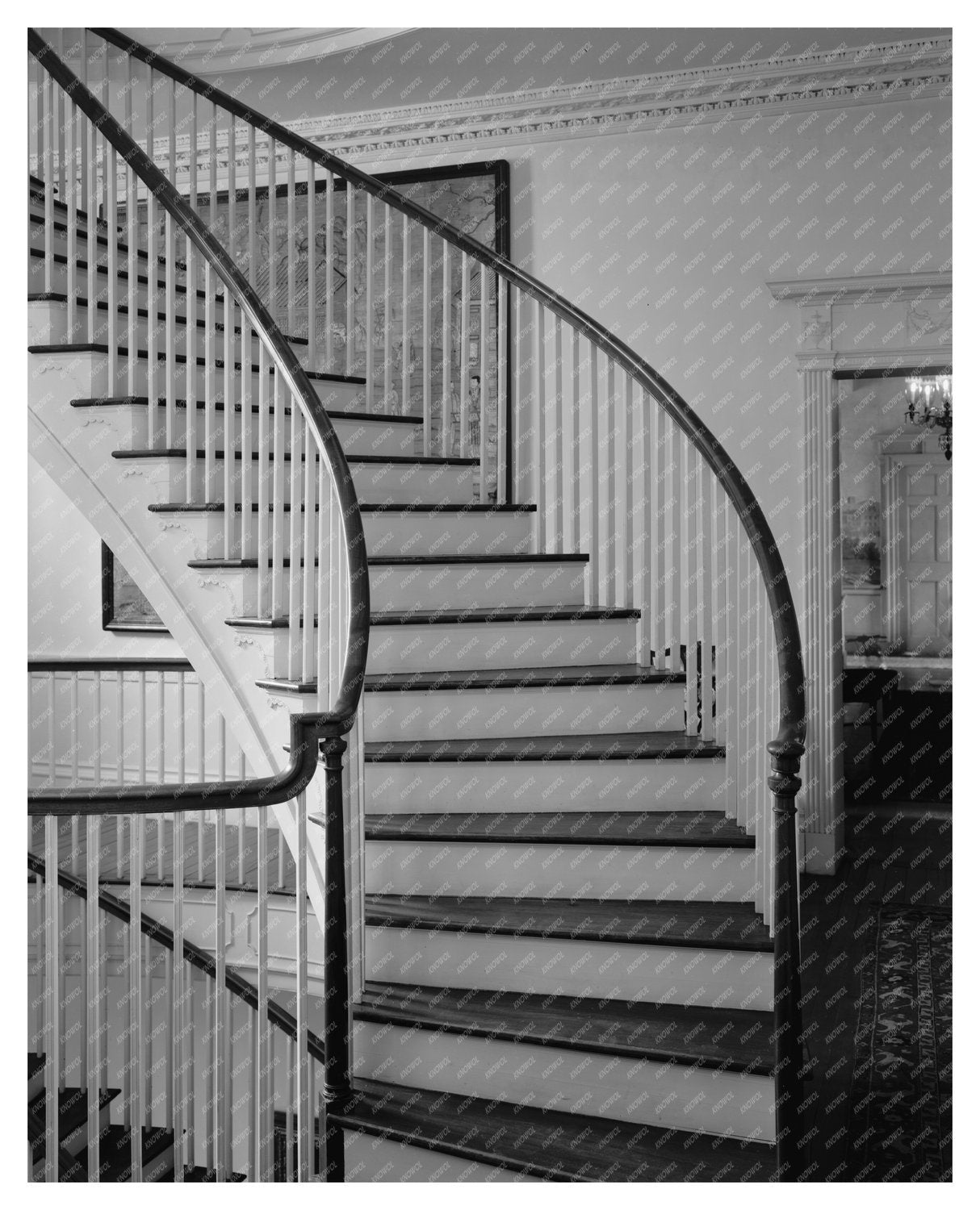 Spiral Staircase in Warrenton, NC - 1941 Vintage Photo