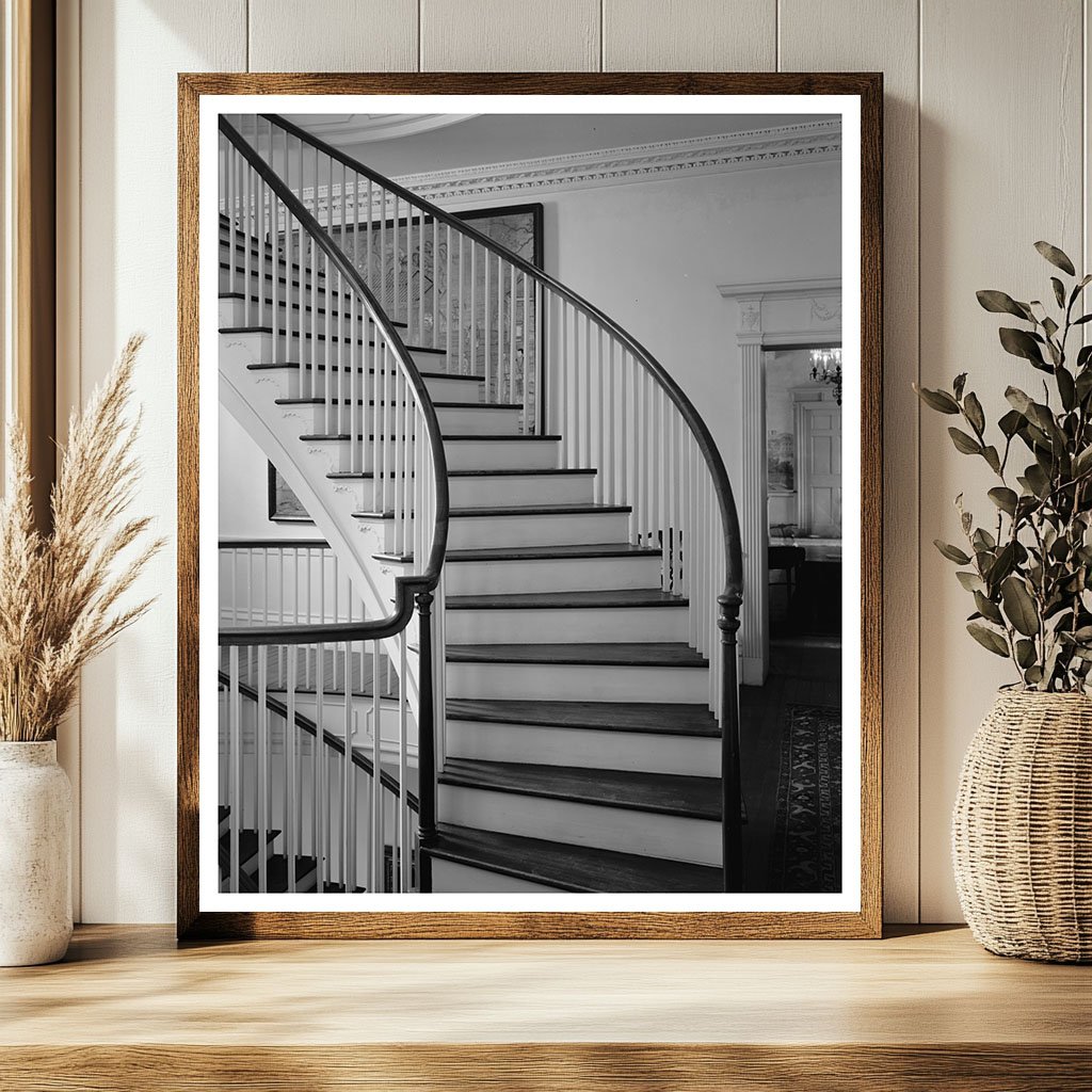 Spiral Staircase in Warrenton, NC - 1941 Vintage Photo