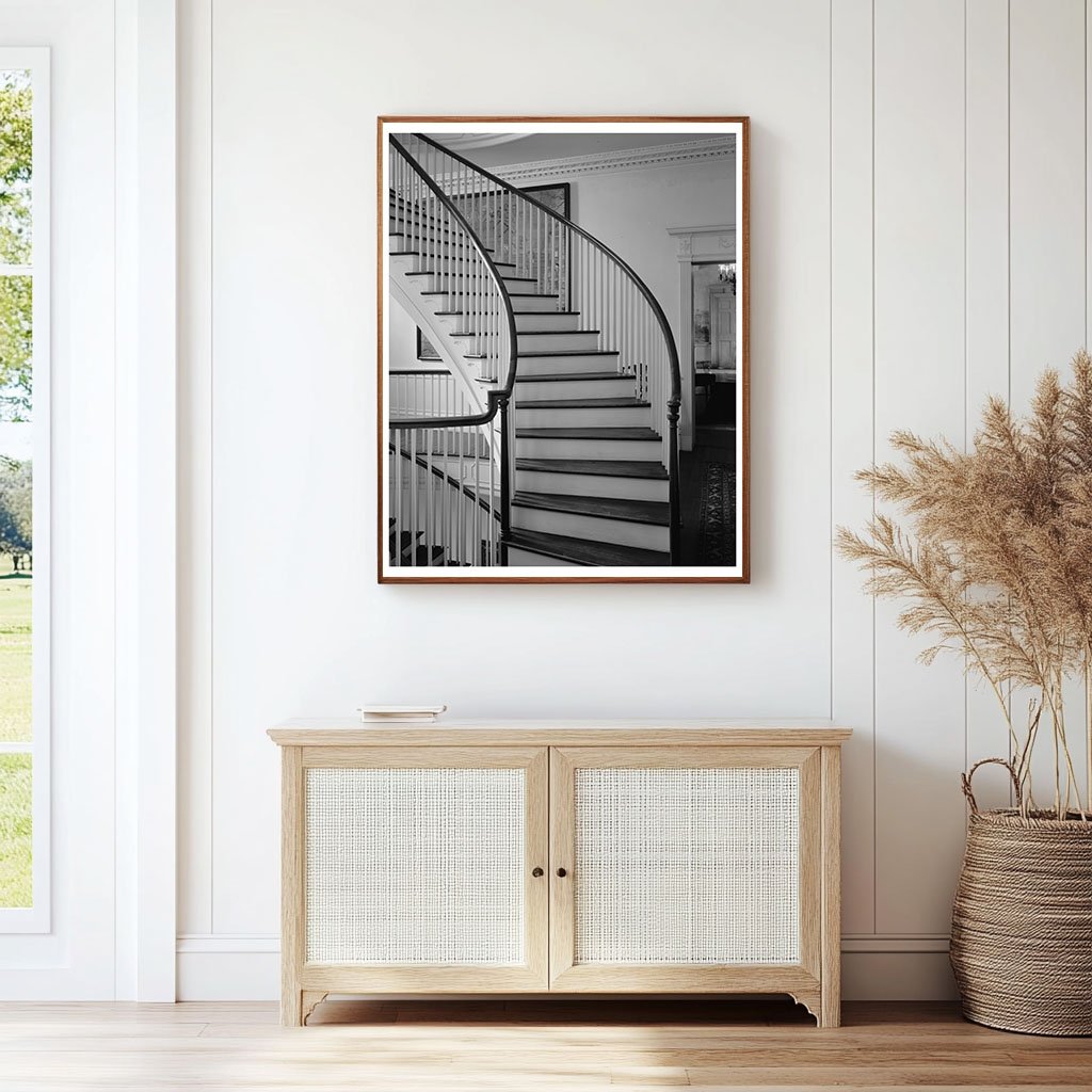 Spiral Staircase in Warrenton, NC - 1941 Vintage Photo