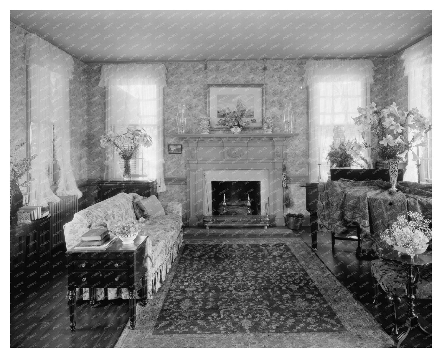 Vintage Living Room Photo, Lynchburg, VA, Early 1900s