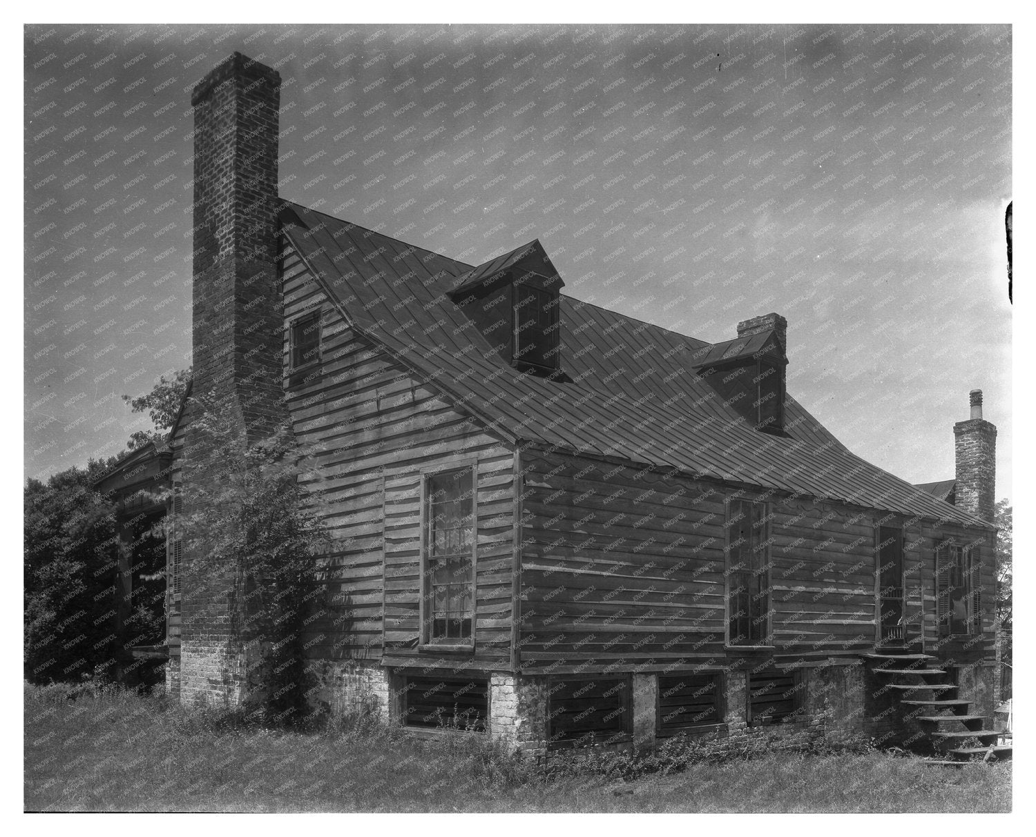 Vintage Wooden Building in Blandfields, VA, 1953
