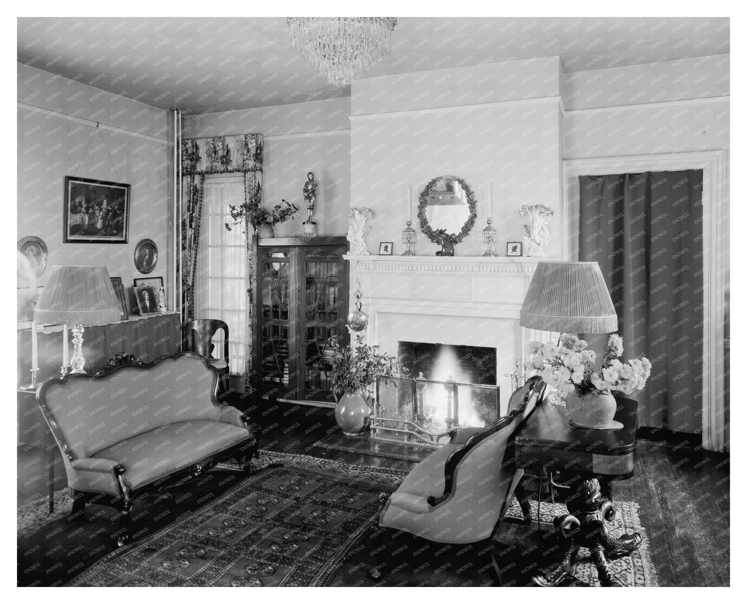 Historic Interior Scene, Middleburg VA, Early 1900s