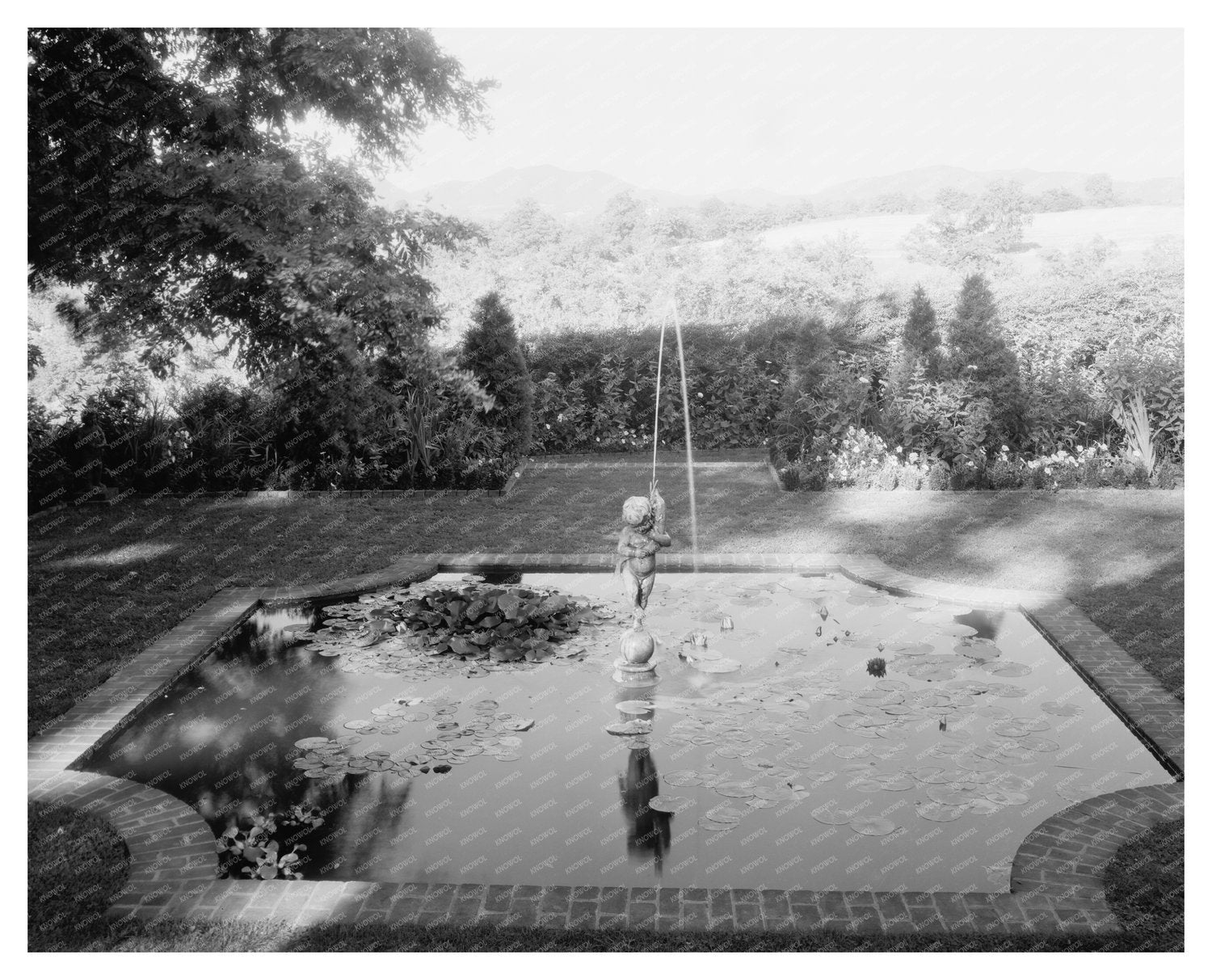 Vintage Garden Scene, Hollins, VA, 20th Century Photo