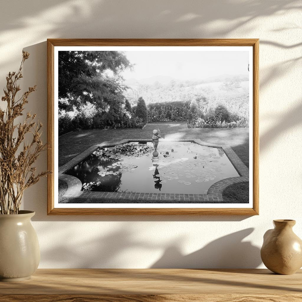 Hollins, VA Garden Scene Photograph, Early 20th Century