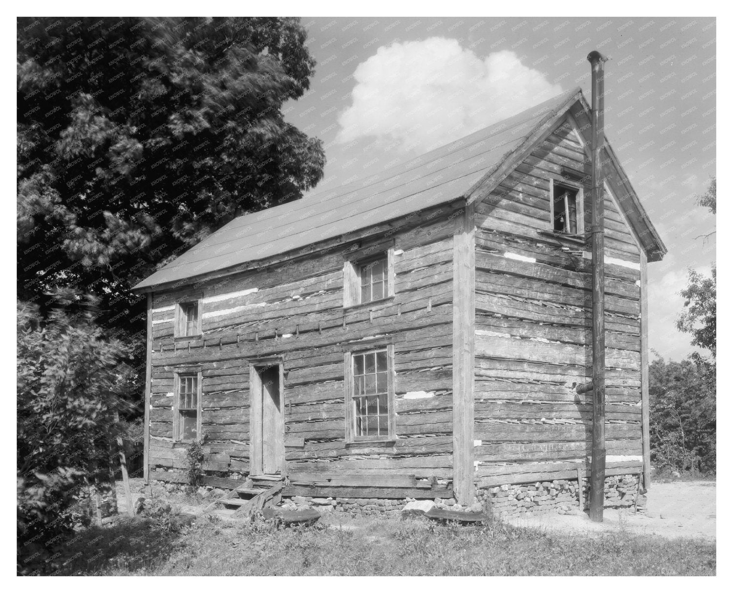 Vintage Log Cabin Photograph, Spotsylvania VA, 1953