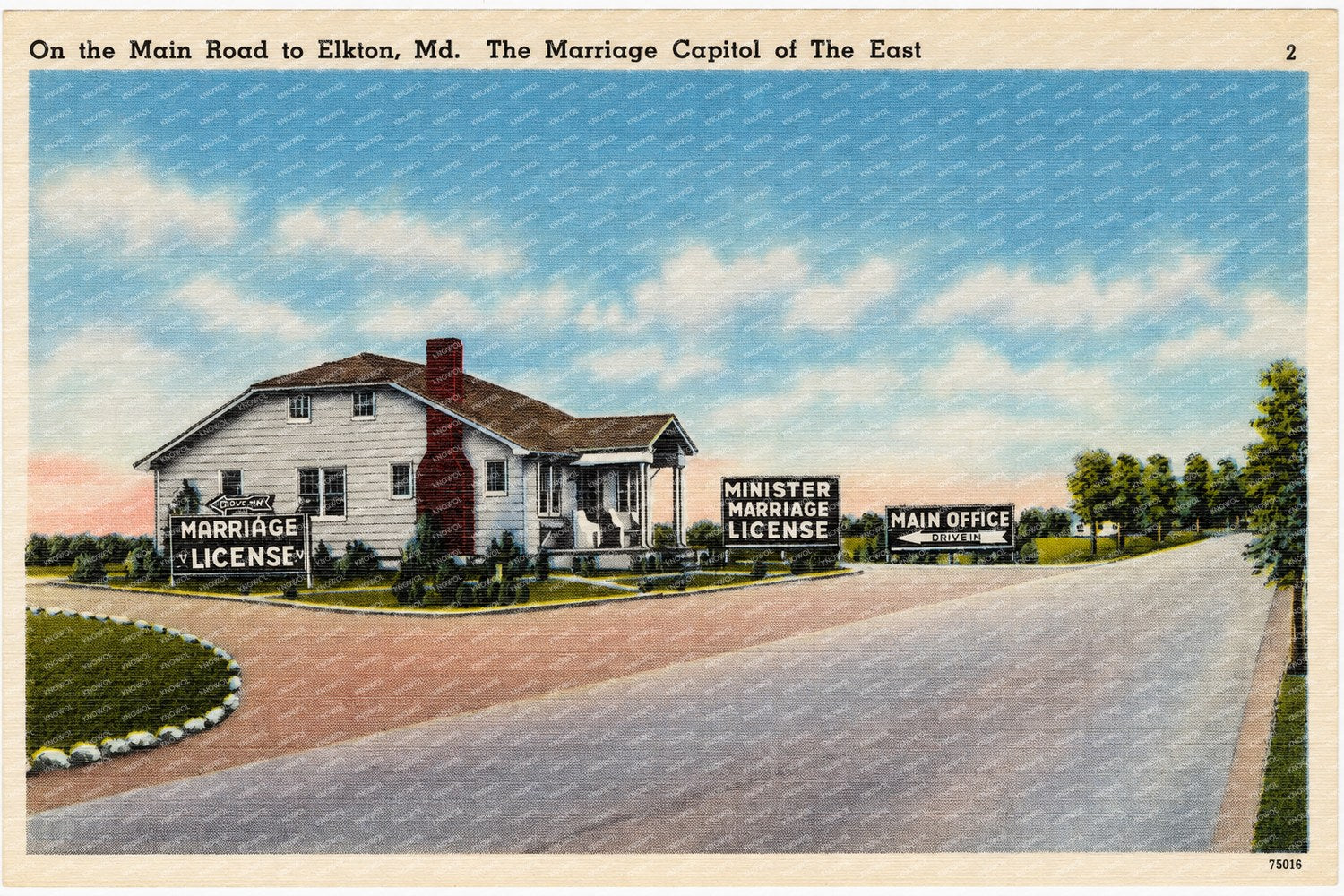 On the main road to Elkton, MD, the marriage capitol of the east — Vintage Maryland Postcard