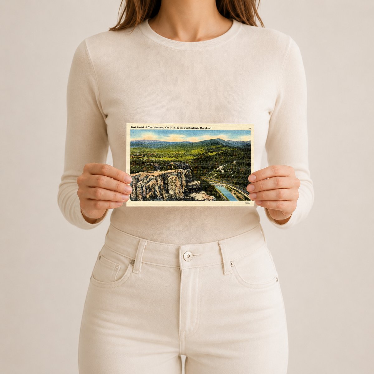 East portal of The Narrows, on U. S. 40 at Cumberland, Maryland — Vintage Maryland Postcard