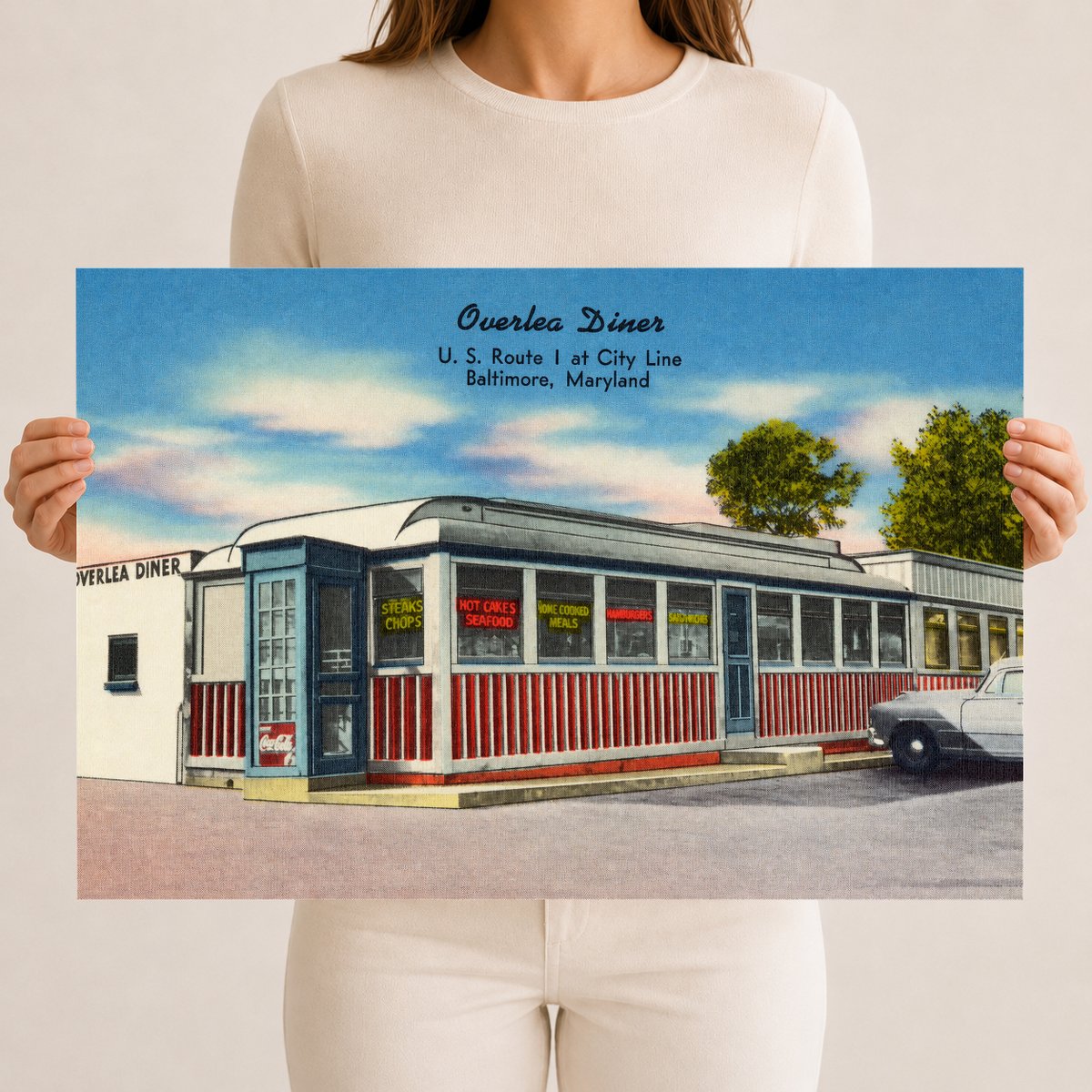 Overlea Diner, U. S. Route 1 at city line, Baltimore, Maryland — Vintage Maryland Postcard