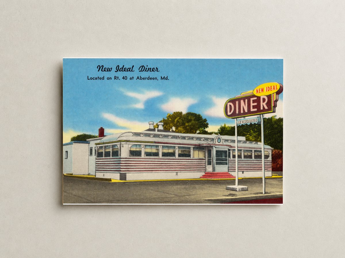 New Ideal Diner, located on Rt. 40 at Aberdeen, MD — Vintage Maryland Postcard