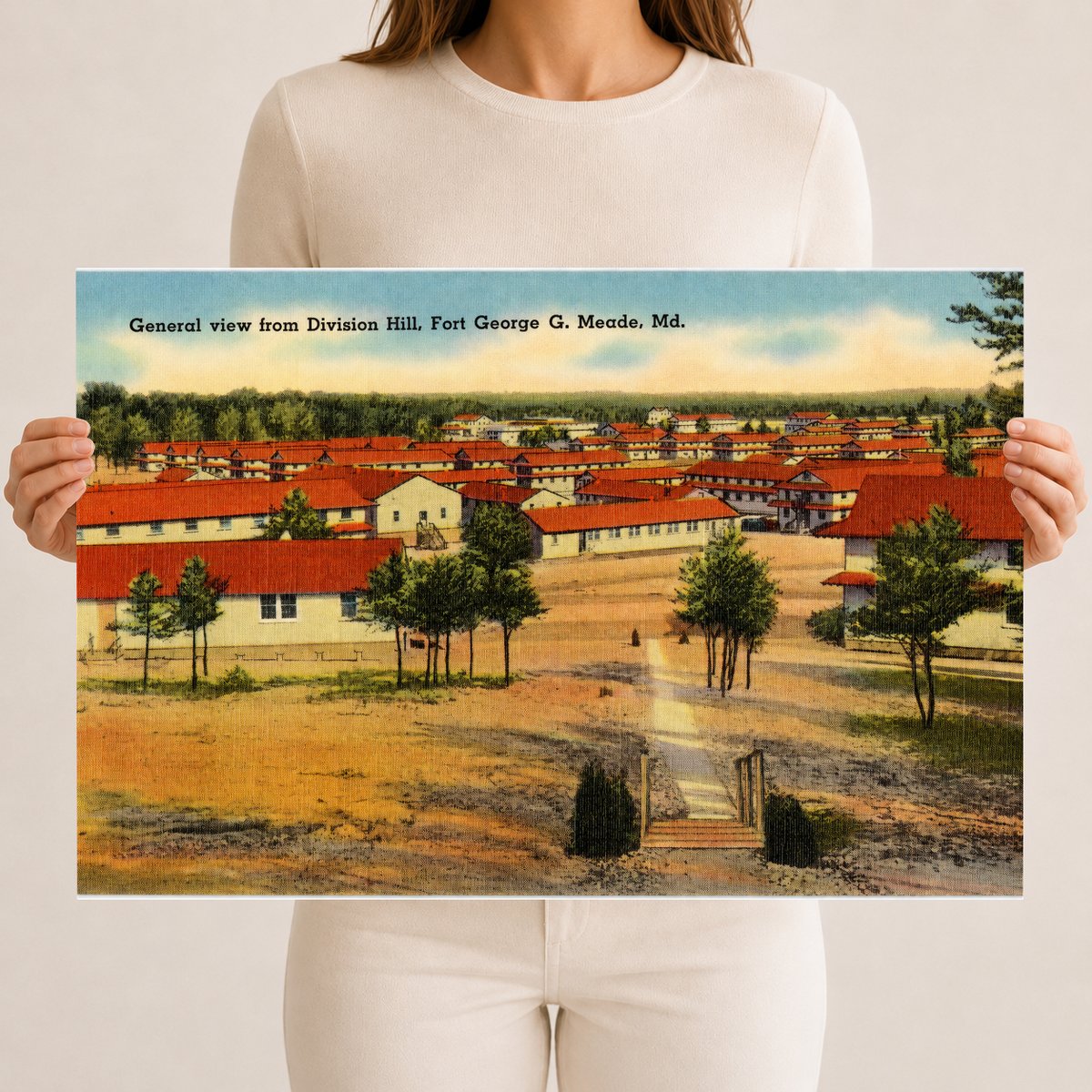 General view from Division Hill, Fort George G. Meade, MD — Vintage Maryland Postcard