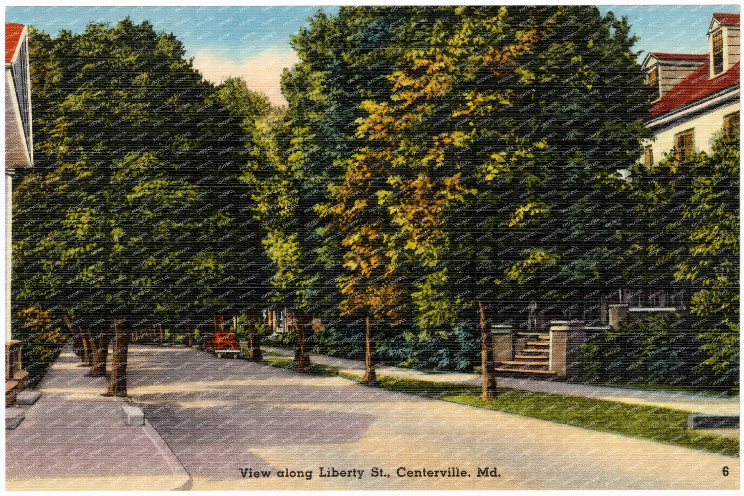 View along Liberty St., Centerville, MD — Vintage Maryland Postcard