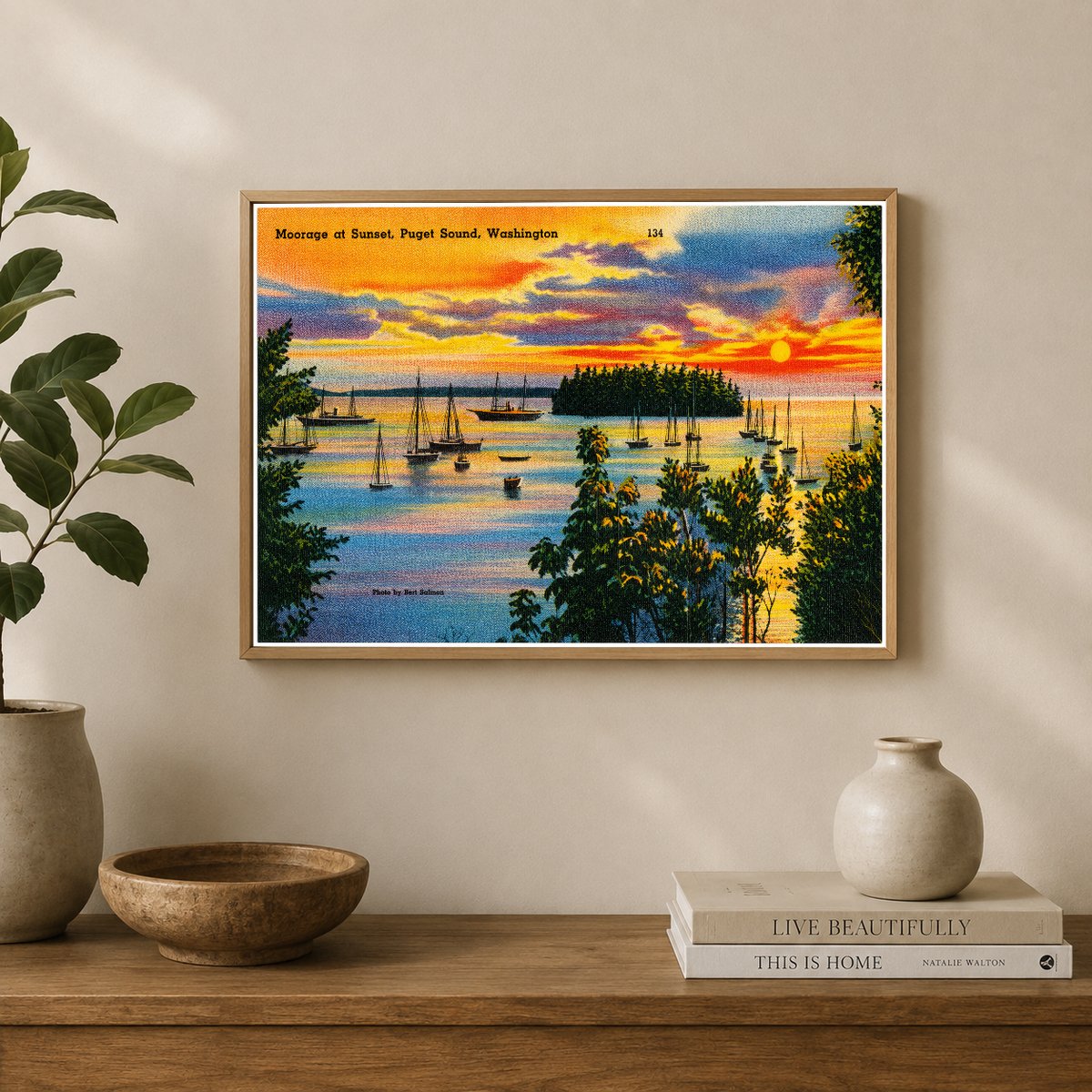 Puget Sound, WA: Moorage at sunset