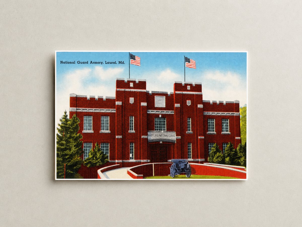 National Guard Armory, Laurel, MD — Vintage Maryland Postcard