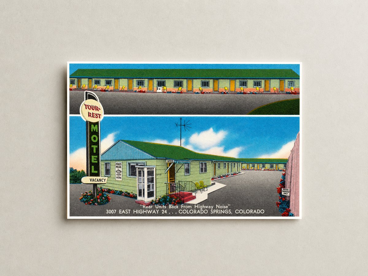 Colorado Springs, CO: Tour-rest Motel, "Rear Units Back from Highway Noise", 3007 East Highway 24... Colorado Springs