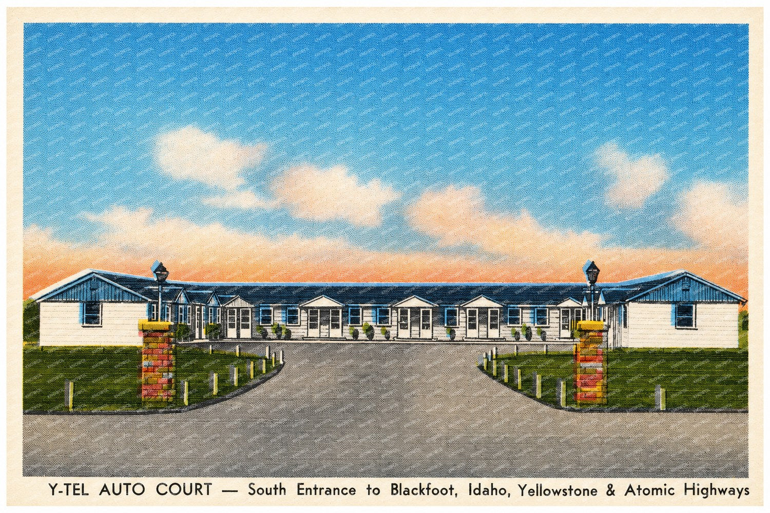 Blackfoot, ID: Y-Tel Auto Court- south entrance to Blackfoot, Idaho, Yellowstone & Atomic highways