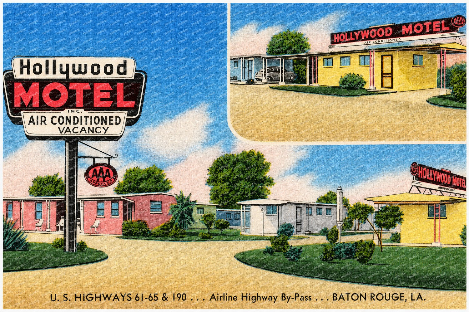 Baton Rouge, LA: Hollywood Motel, U. S. Highway 61-65 & 190... Airline Highway By-Pass... Baton Rouge