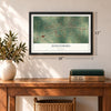 Jenkinsburg, Georgia map, 12 x 18 inch print in a black frame in an entryway