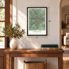 Lawrenceville, Georgia map, 12 x 18 inch print in a black frame in an entryway