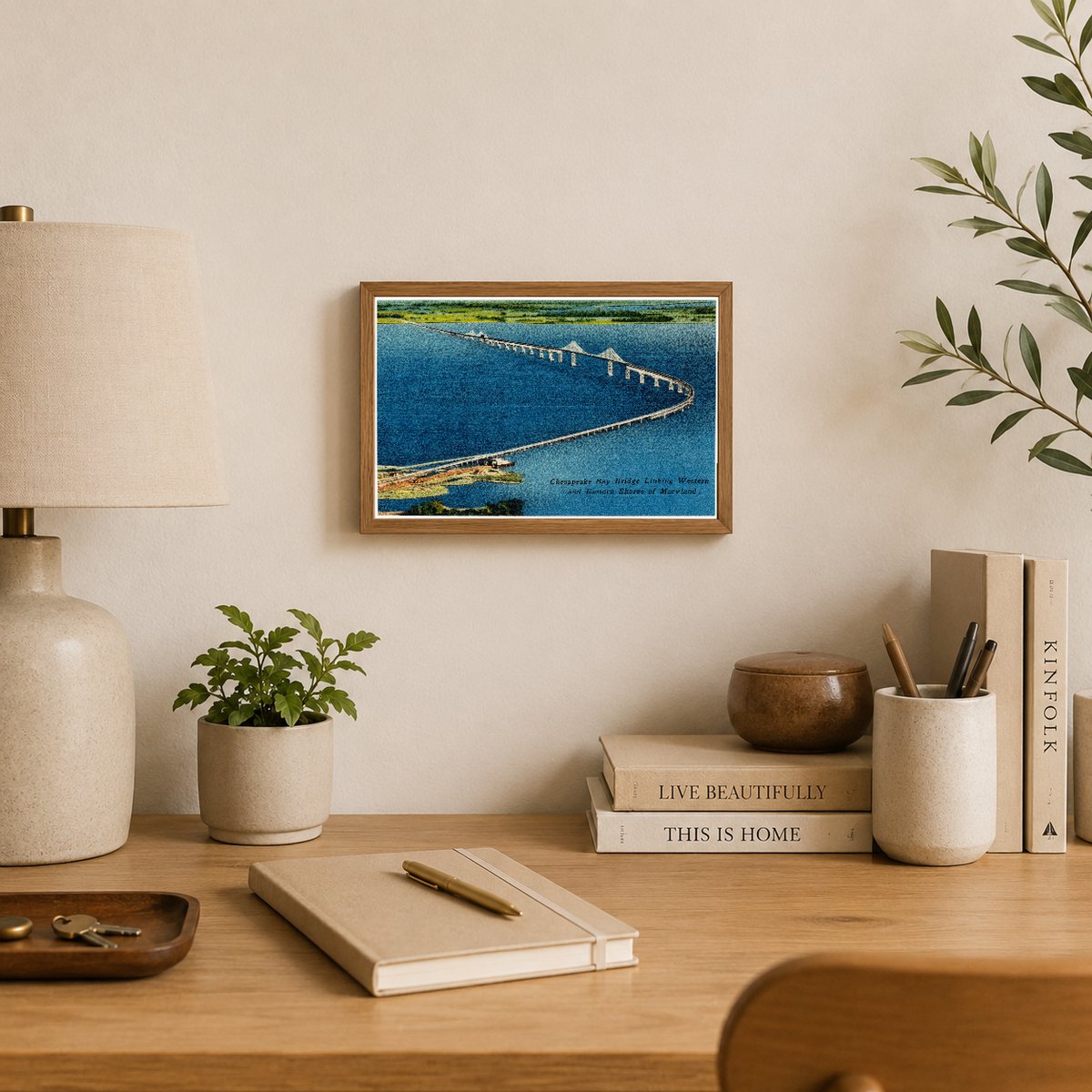 Chesapeake Bay Bridge, linking western and eastern shores of Maryland — Vintage Maryland Postcard
