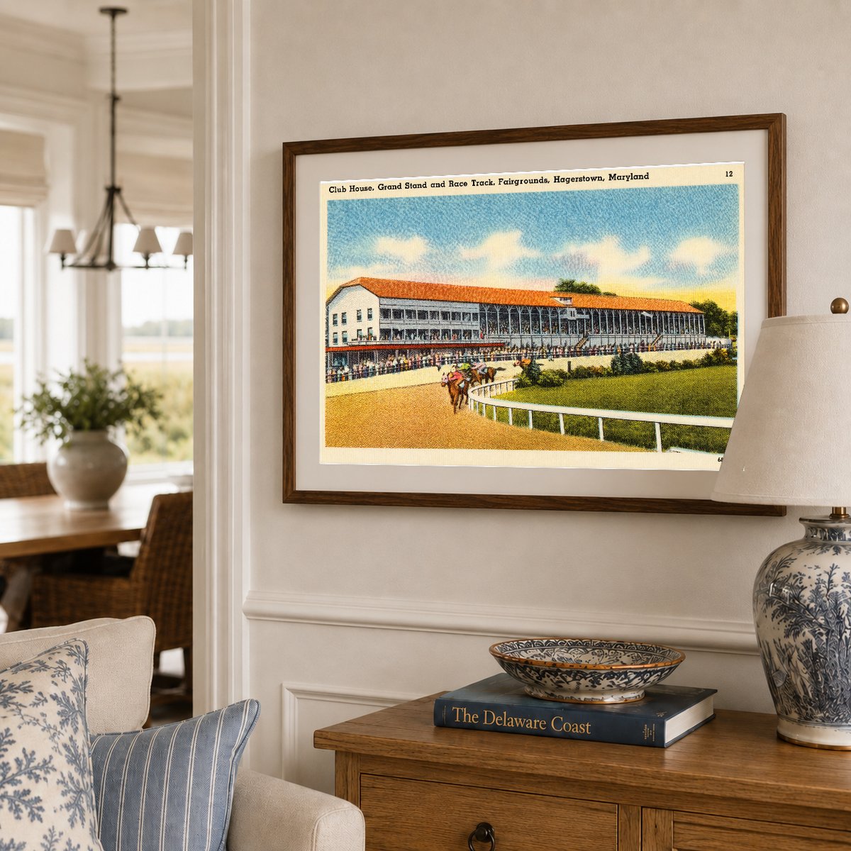 Club house, grand stand and race track, fairgrounds, Hagerstown, Maryland — Vintage Maryland Postcard