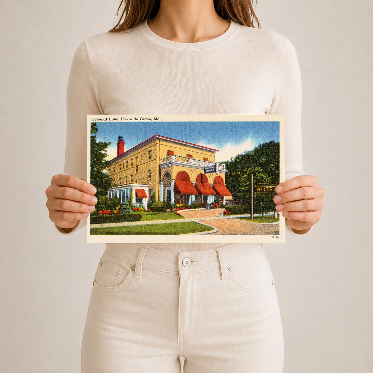 Colonial Hotel, Havre de Grace, MD — Vintage Maryland Postcard